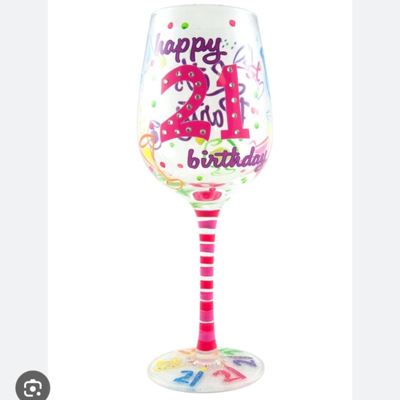 Hallmark Other - Top Shelf 21st birthday wine glass